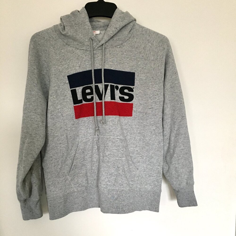 Levi’s Men's Relaxed Graphic Logo Pullover Long sleeve Hoodie Gray Size L